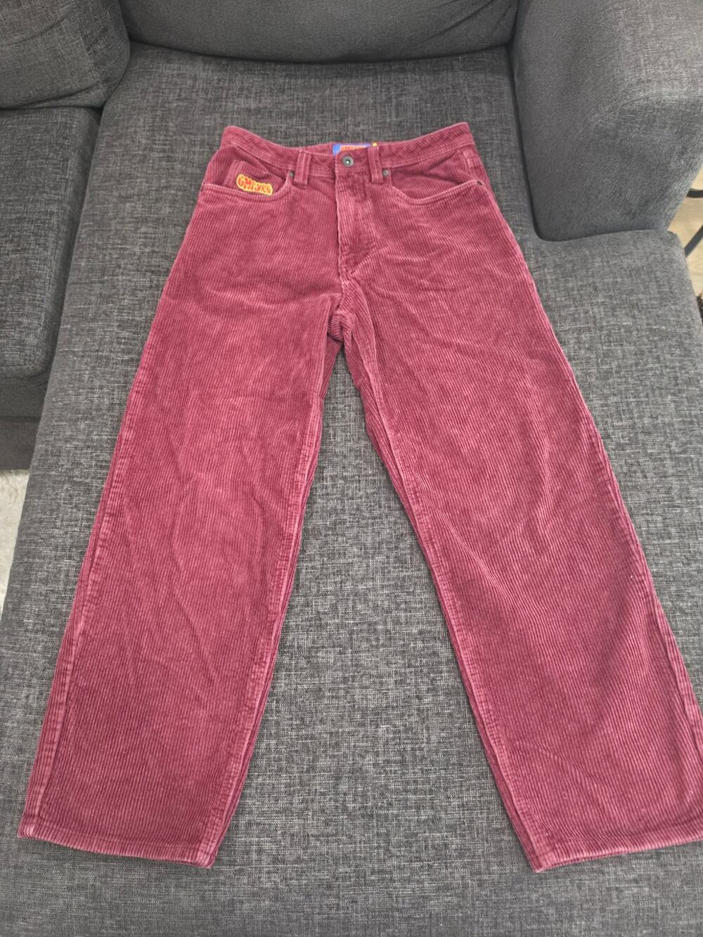Empyre Relax Fit Corduroy Skate Pants Maroon Burgundy Baggy 30x27 Tag 28